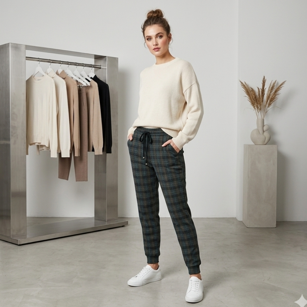 Max Studio Plaid Joggers